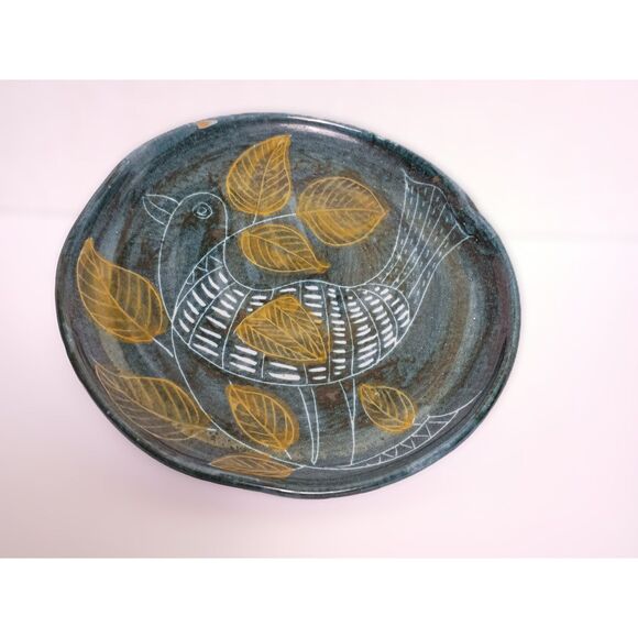 Bitossi Italy Imported by Raymor Stylized Pigeon Hand Painted Footed Dish - Picture 1 of 8